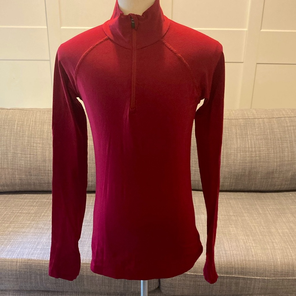 Athleta seamless half zip in dark red - tags have been removed, women’s XXS